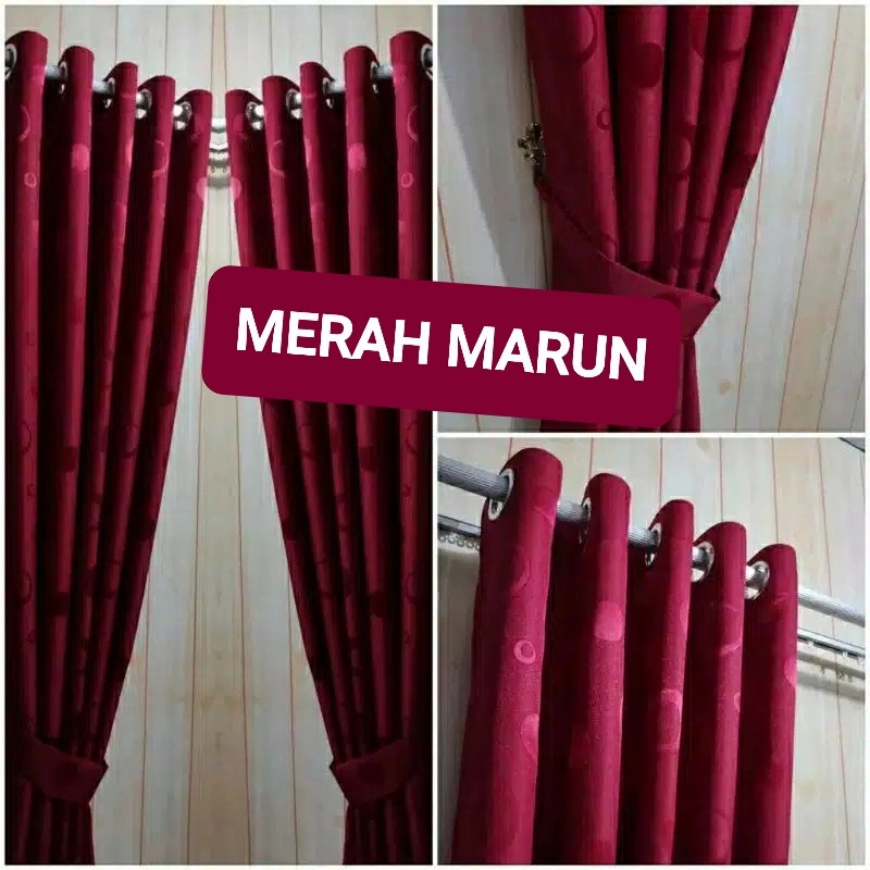 gorden jendela polos motif polkadot 10ring warna abu tua, ijo pokat, pink, krem gordeng hodeng korde