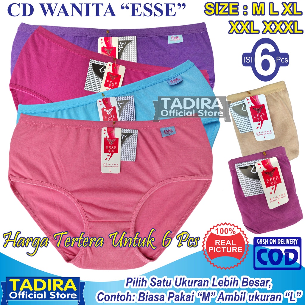 6 Pcs Celana Dalam Wanita ESSE_Bahan Melar dan Lembut Warna Random TADIRA Store