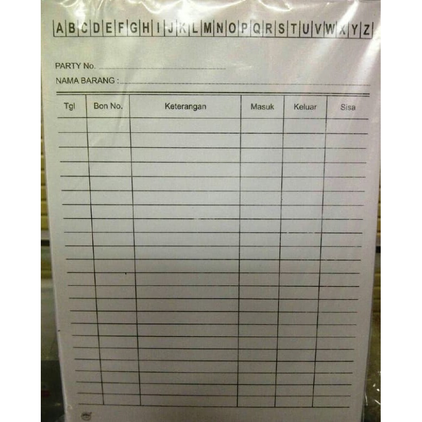 

Kartu Stok A4 simple praktis