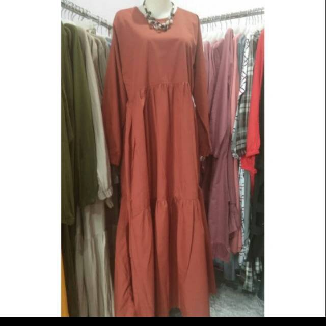 Gamis Katun Merah Bata