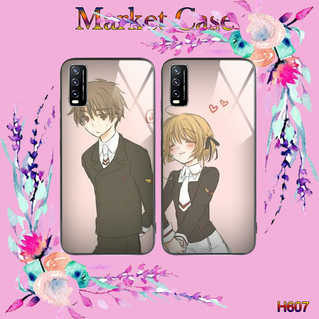 [H607] Case Couple Softcase glass kaca VIVO Y20 Y20S Y12S Y12 Y15 Y17 V2O V2OSE Y91C Y91 Y93 Y95