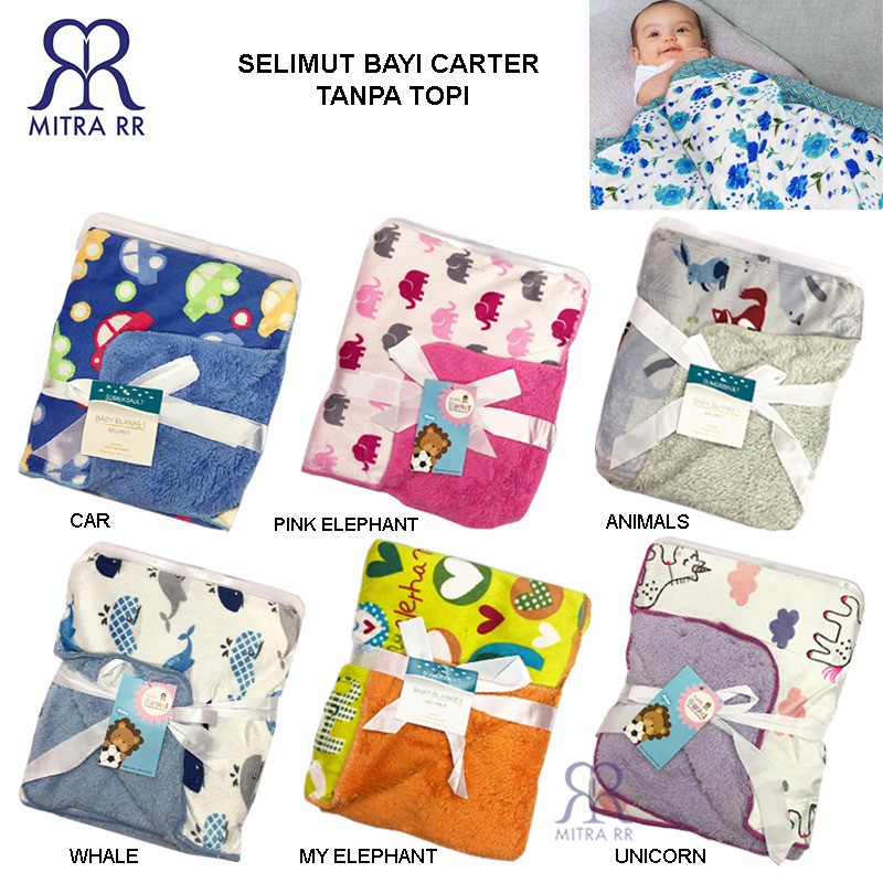 Selimut Bayi CARTER Double Fleece Tanpa Topi Bulu Halus Selimut Carter