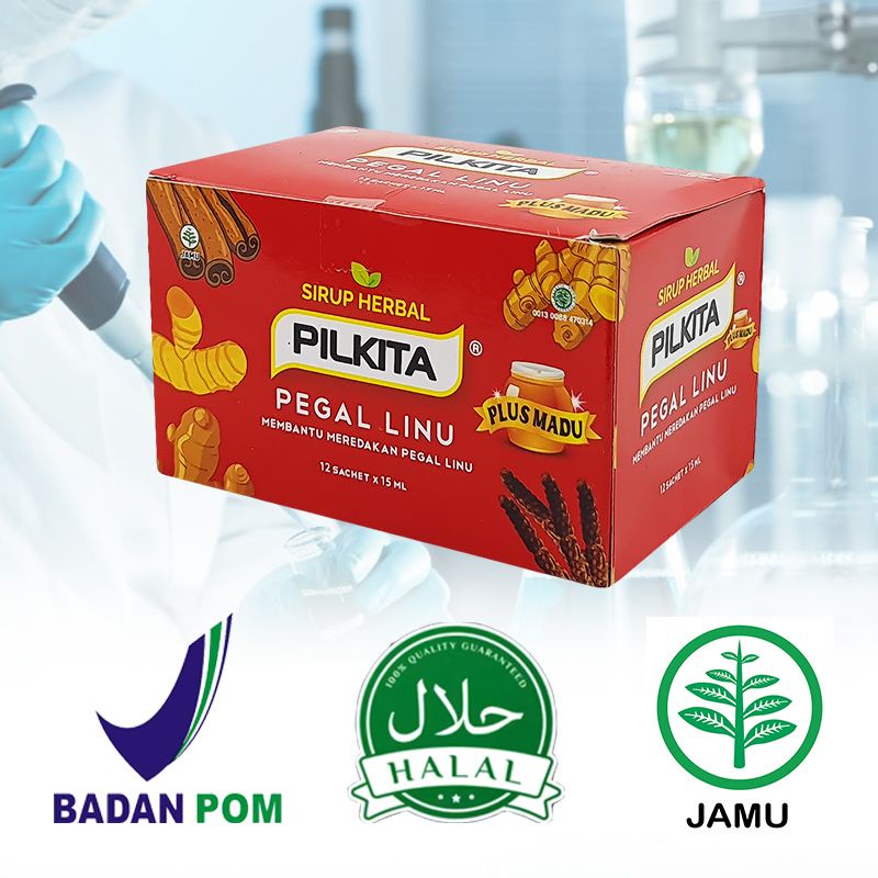 PILKITA Sirup Herbal Pegal Linu 12 Sachet Isi 15 ML BPOM Halal Suplemen Kesehatan Plus Madu PIL