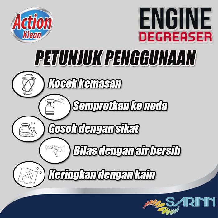 Action Klean Engine Degreaser Pembersih Kerak Oli dan Minyak pada kendaraan motor mobil mesin