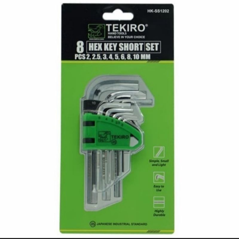 TEKIRO KUNCI L SET PENDEK 8PCS / HEX KEY SHORT TEKIRO 8PCS