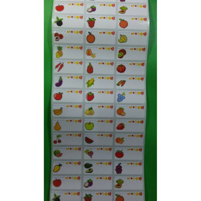 

ANEKA BUAH Stiker label nama waterproof anti air murah