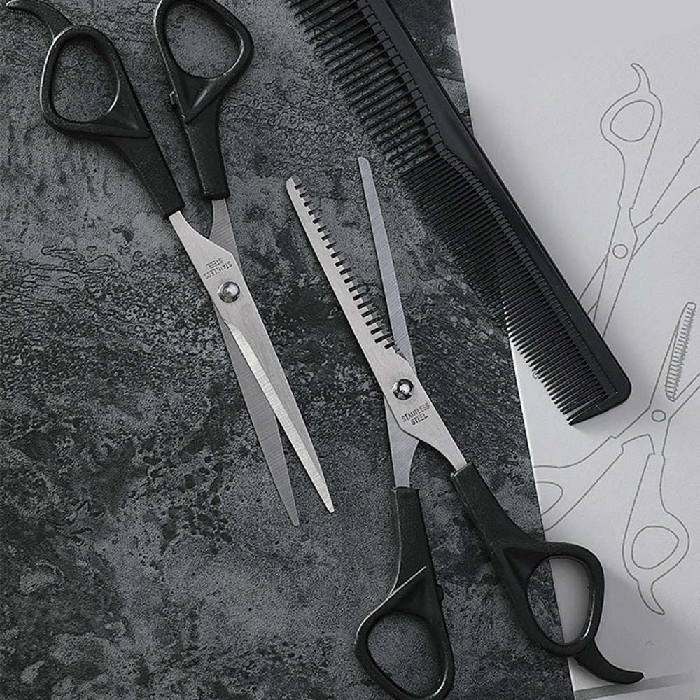 【COD Tangding】3pcs/set Haircut Baby Children Barber Scissors Set Thinning Flat Shear Adult Beauty Tools