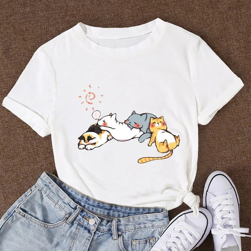 MYSTIQUE.ID-BAJU KAOS KUCING T-SHIRT LUCU DAN AESTHETIC