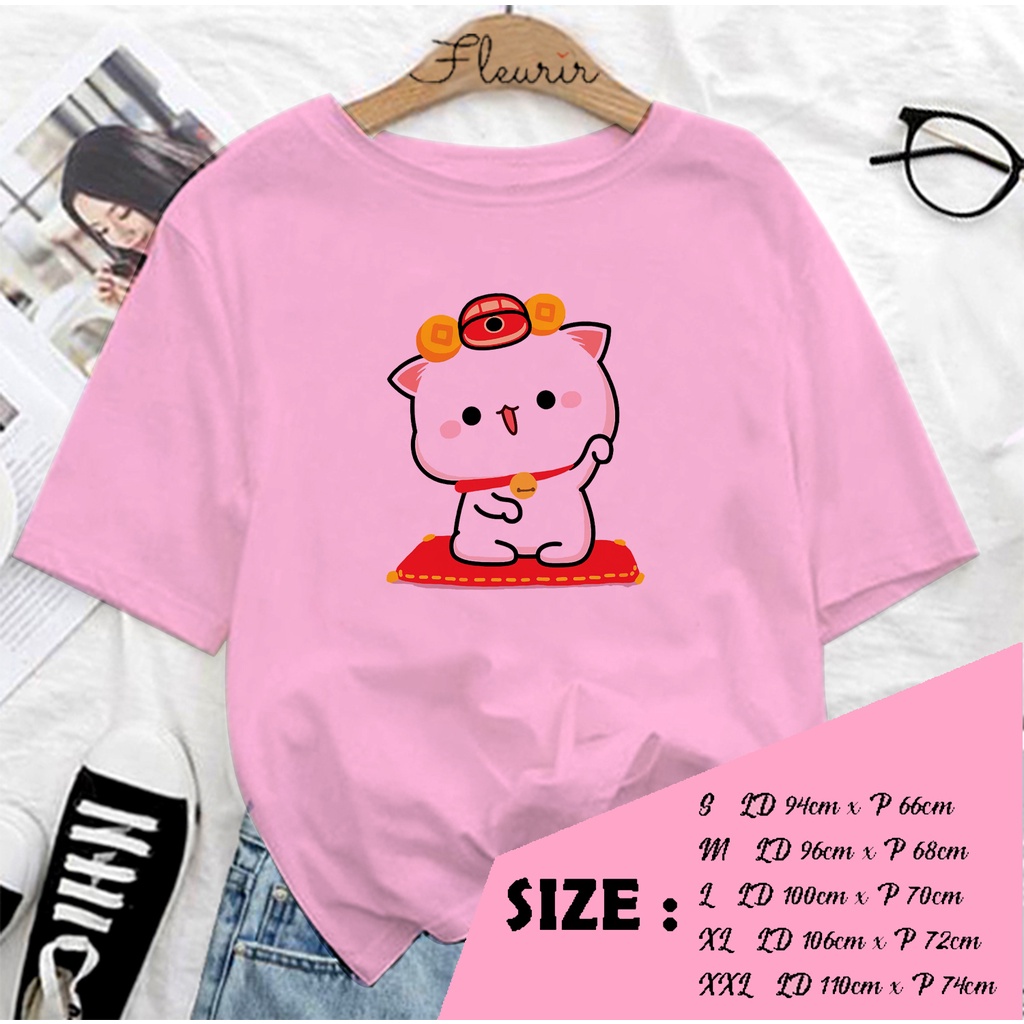 FLEURIR - KAOS PEACH IMLEK OVERSIZE KATUN WANITA DEWASA TUMBLR TEE UNISEX JUMBO