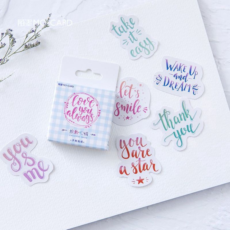 

45 Sticker Quotes Colorful Mood untuk Journal/ Diary/Scrapbook/dll