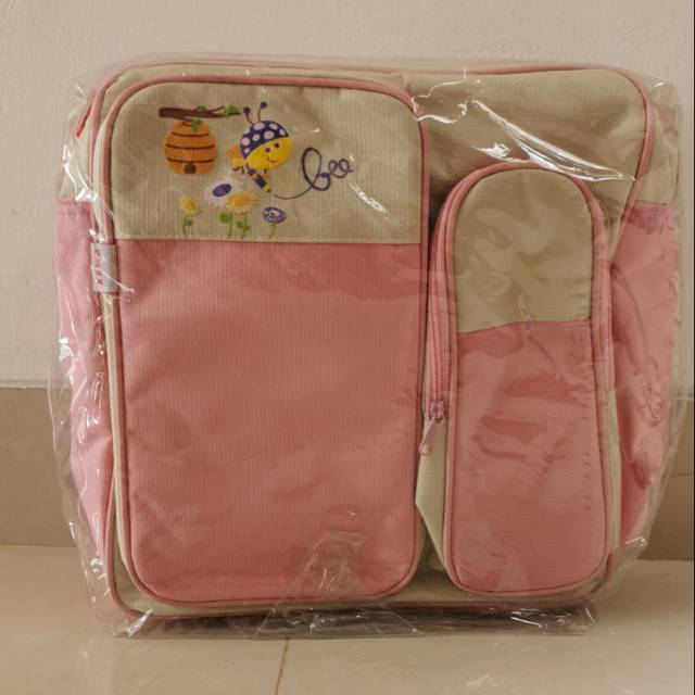 tas baby pink / tas traveling baby / tas botol susu bayi