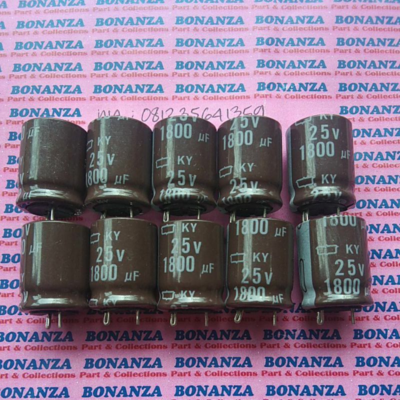 1800uf 25v diameter 1.5cm x 2cm jarak kaki 7mm