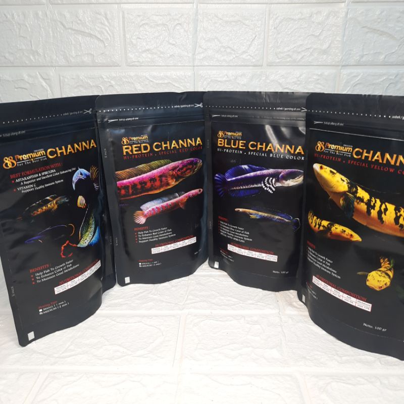 Pelet ikan Chana Premium88 Blue Red Yellow pakan ikan predator pelet jahat