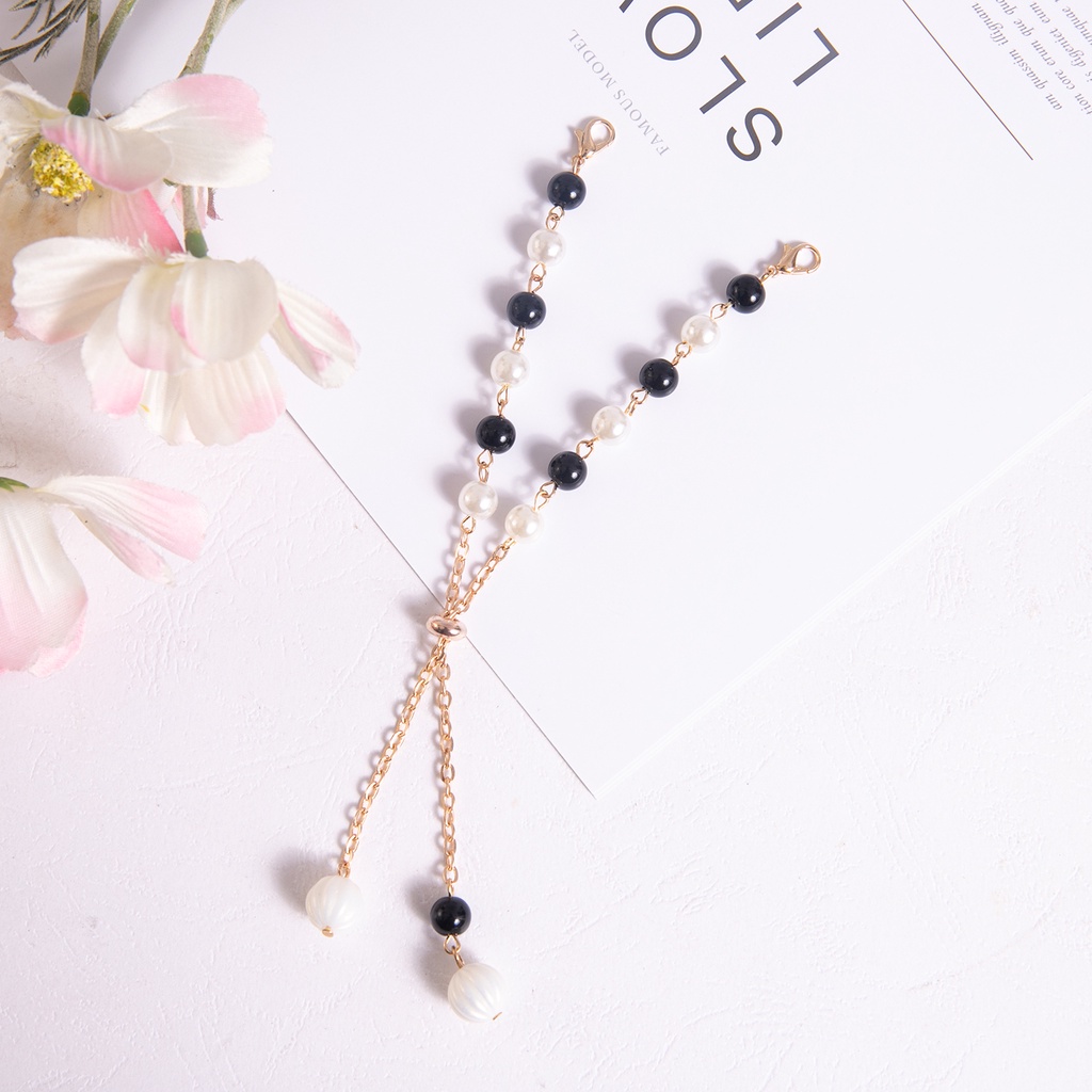 Xinshi135fashion Tali Lanyard Adjust Aksen Mutiara Imitasi Untuk Aksesoris Masker