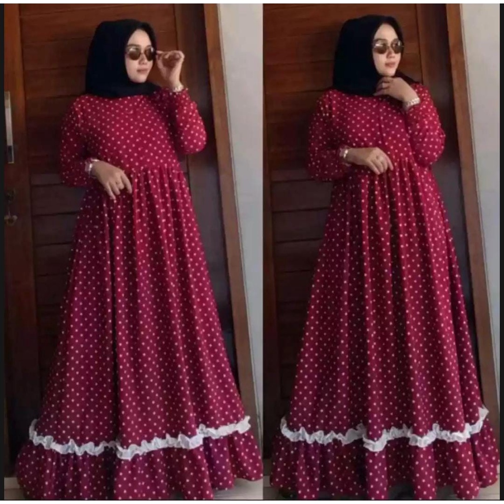 LANGSUNG KIRIM Gamis Mayung Monalisa Ori Polkadot / Gamis Klok Polkadot Terbaru Harga Terjangkau