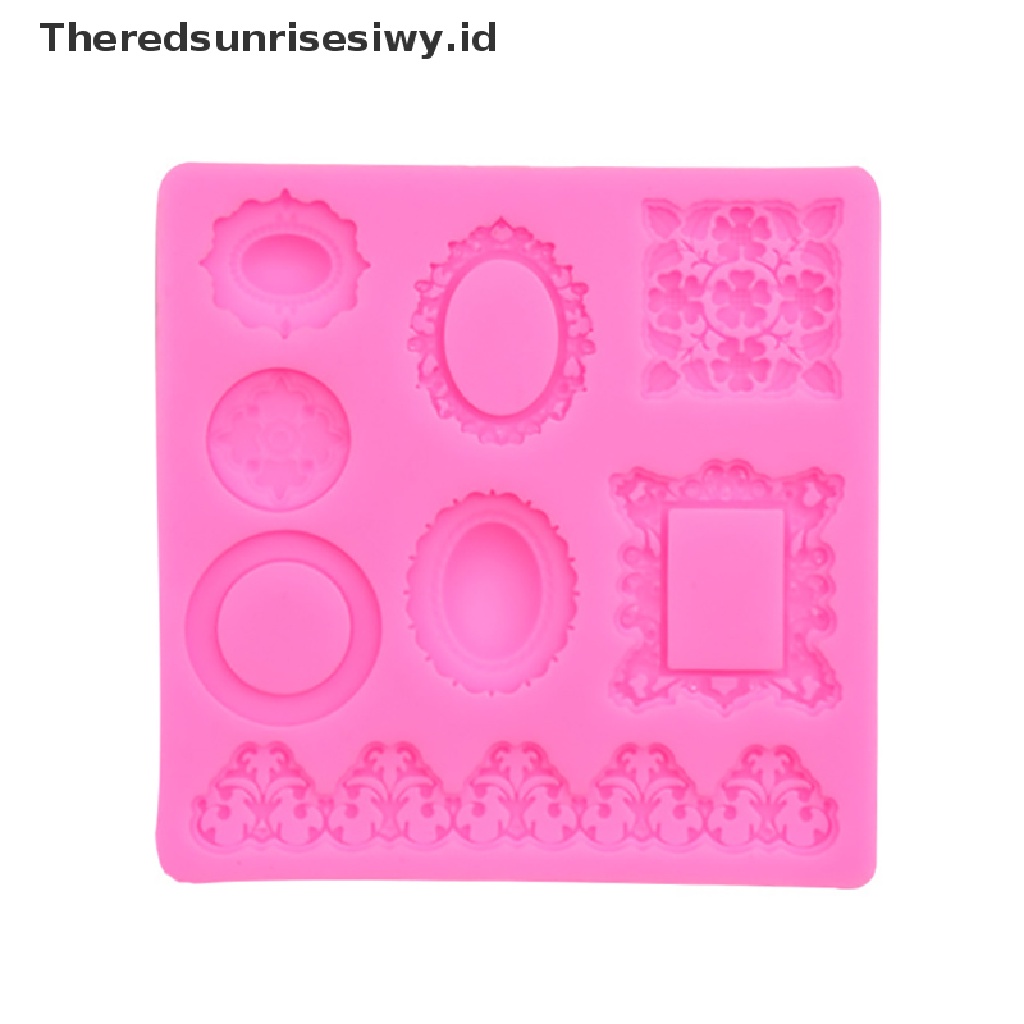 # Alat Rumah Tangga # Cetakan Fondant Kue Bentuk Cermin 3D Bahan Silikon Gaya Vintage