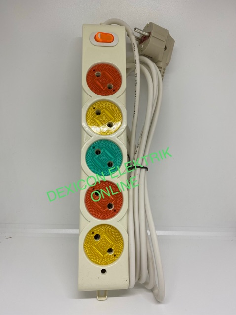 Stop kontak gepeng warna/5 lubang 3 meter/stop kontak murah/jual terminal listrik/colokan listrik