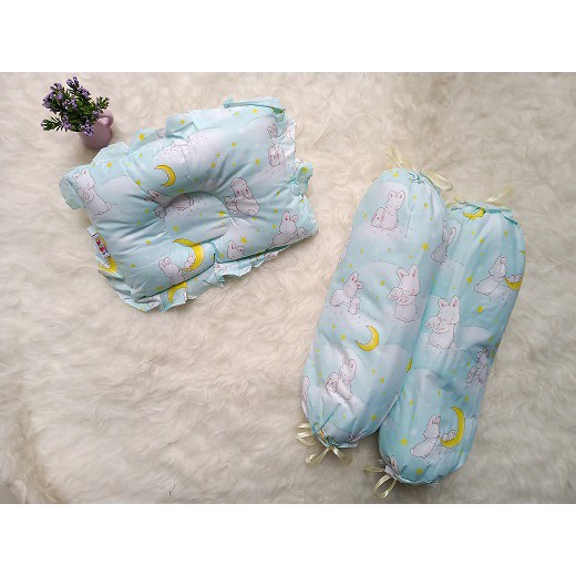 TERMURAH!! 1SET BANTAL &amp; GULING BAYI MOTIF PERLENGKAPAN TIDUR BAYI 1BANTAL 2GULING (KAWAII)