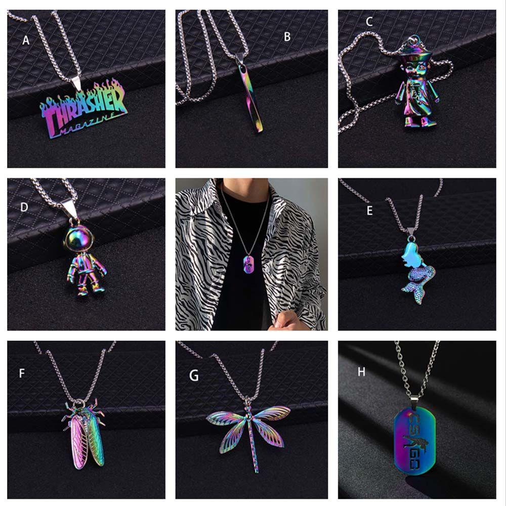 R-bunga Dipadamkan Kalung Warna-Warni Multi-Lapisan Memakai Paduan Rantai Capung Perhiasan Menarik Kolom Spiral Mermaid Pendant Cicada Pendant Necklaces