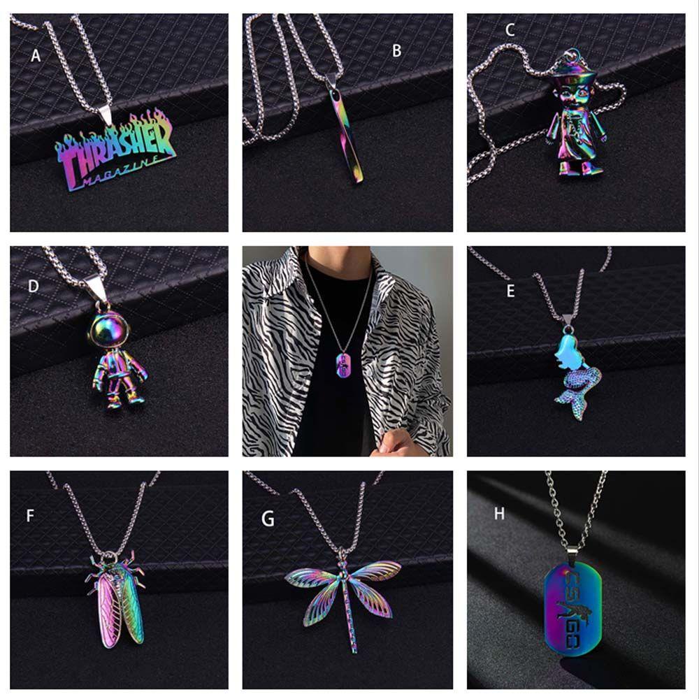 Preva Dipadamkan Kalung Perhiasan Aksesoris Multi-Lapis Memakai Hip Hop Rantai Capung Perhiasan Menarik Hadiah Hari Valentine Punk Kalung Cicada Liontin Kalung