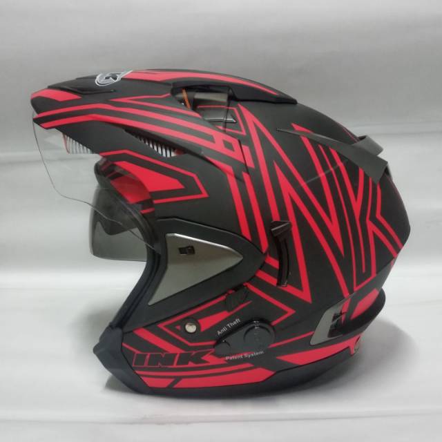 INK T MAX MOTIF #1 BLACK MATT/RED FLUO 2 VISOR