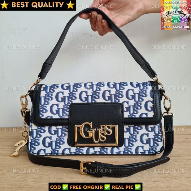 Tas women wanita gs roomy kekinian top handle jinjing feminim Brightside Bling logo gb sling bag croosbody shoulder bag multifungsi gift set bubble croco motif multicolor khakis black logo blue