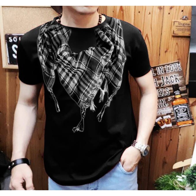 kaos pria / T-shirt / Baju dakwah bermotif sablon sorban putih kode 03