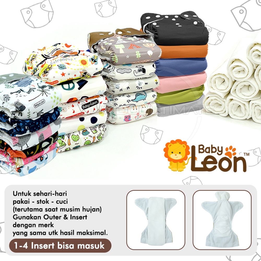 BABY LEON Clodi PRINT+ INSERT Popok Kain Bayi Baby Cloth Diapers Diaper Newborn BY-728