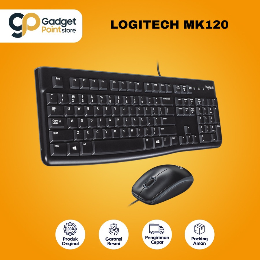 Bundling Mouse Keyboard USB Logitech MK120 Combo Desktop - Garansi Resmi 3 Tahun