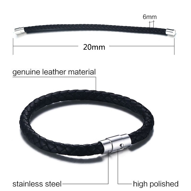 Fashion Tenunan Tali Kulit Gelang Magnetic Buckle Bangle Unisex Perhiasan Pasangan