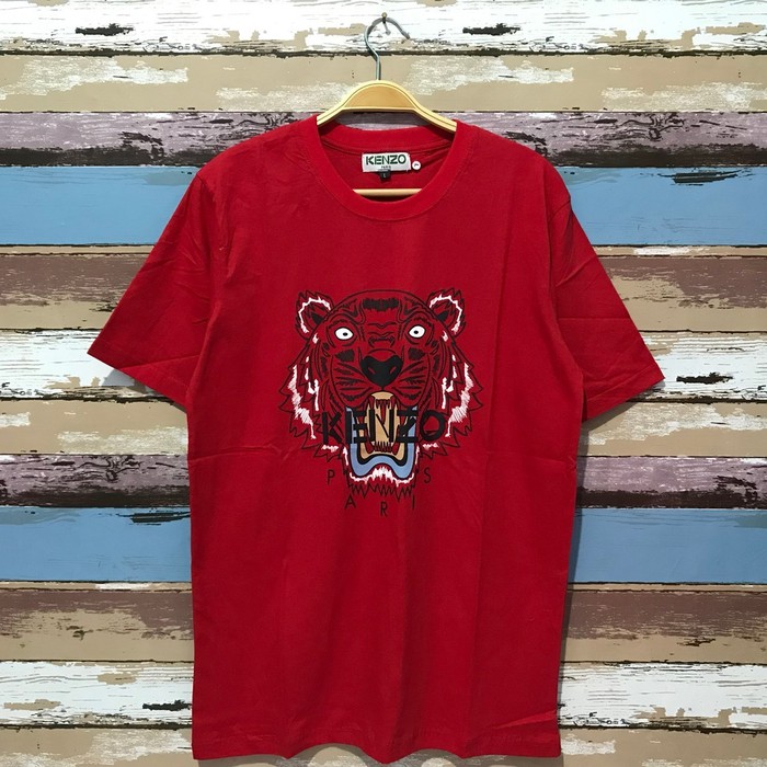  Kaos  Kenzo  Tiger Merah premium mirror Baju  Kenzo  Polos 