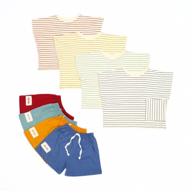 Heiho Stripes Box Tee / Setelan Unisex / Tomo Wear / Baju Anak Laki Laki & Perempuan