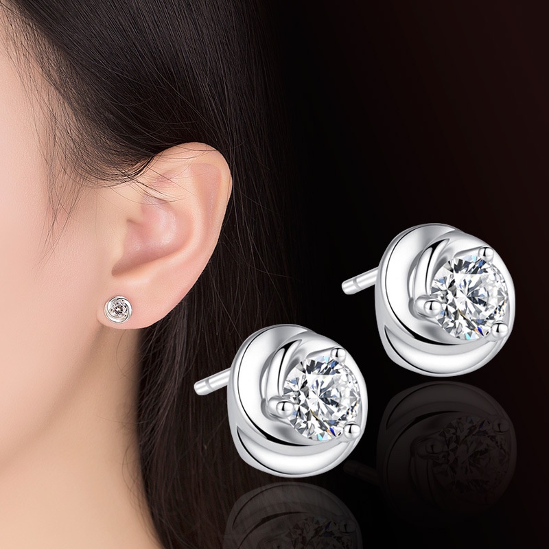 Anting Perak 925 Wanita Berputar Bunga Perhiasan Fashion/Subang Telinga anting perempuan