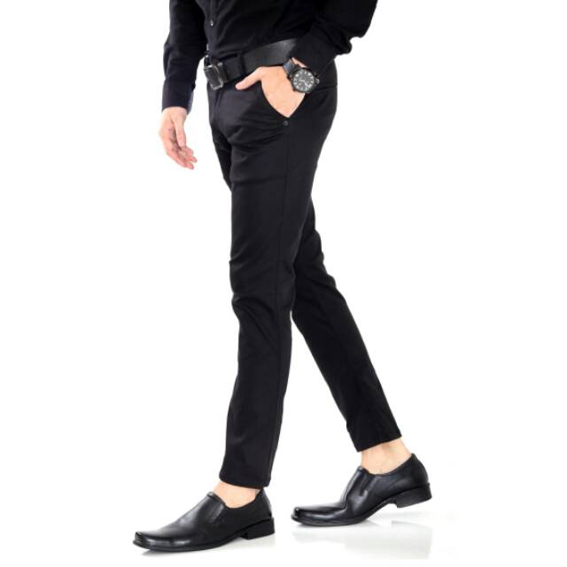 Ars - celana chino hitam slimfit panjang casual cowok formal kerja black casual premium murah