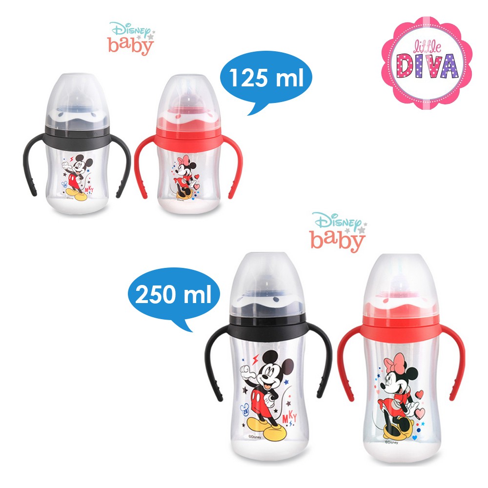 Botol Susu WIDE NECK - 125 ml &amp; 250 ml LUSTY BUNNY MILK BOTTLE HANDLE  Tipe Wideneck mickey minni