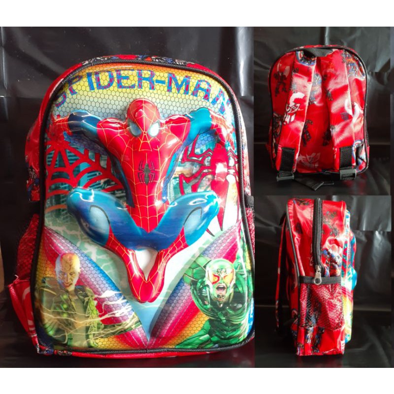 Tas Ransel Tk Paud Laki-Laki Boboboy Spiderman Captain Amerika Avengers Transformer Mobil / Tas Ransel Tk Paud LED Cowo Karakter