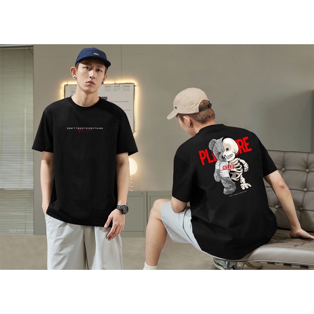 Kaos murah Kaos distro murah baju  distro pria t-shirt murah combed30s BEAR SKULL HITAM