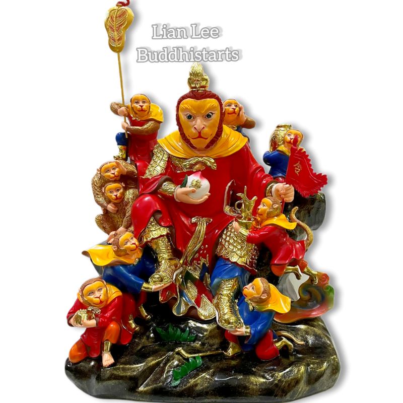 patung dewa sunwukong kera sakti 9 anak uk 16 inch