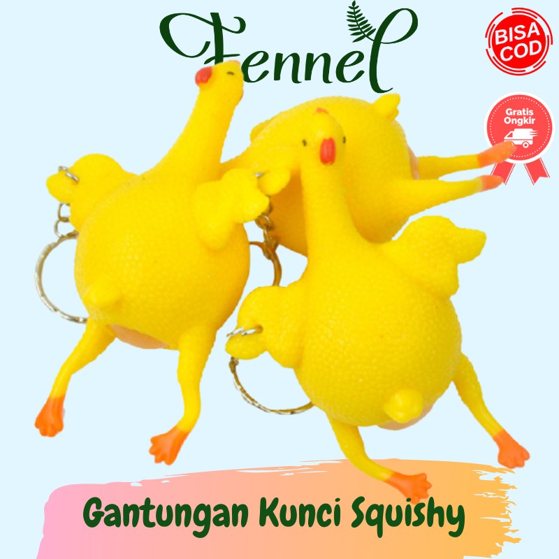 Squishy Bandul Gantungan Kunci Ayam Bertelur Anti Stres