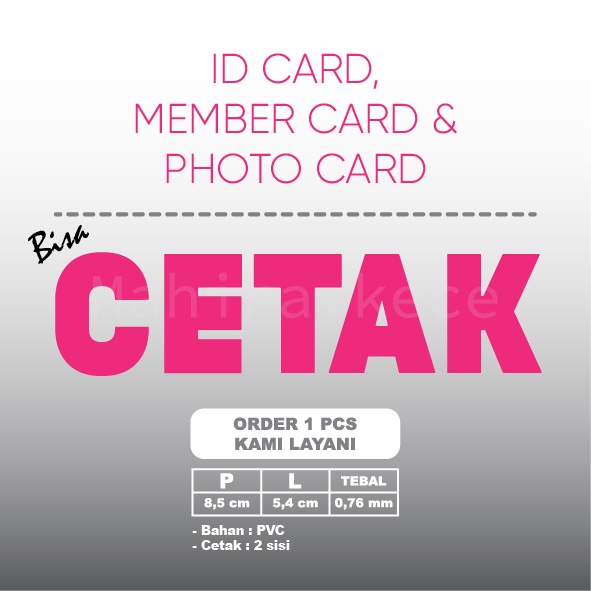 

cetak id card, member card, photo card