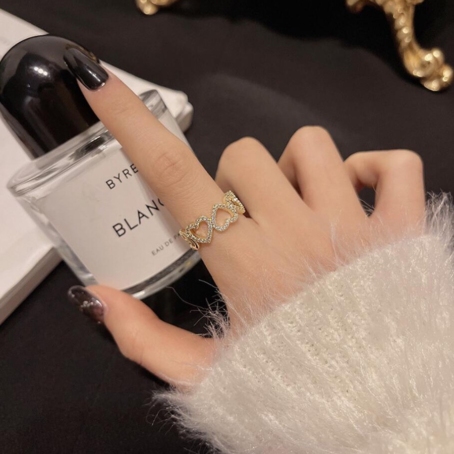 Korea Sederhana Indah Emas Titanium Baja Berlian Mutiara Bunga Alfabet Cincin Perhiasan Fashion Wanita Rings Ukuran Teleskopik