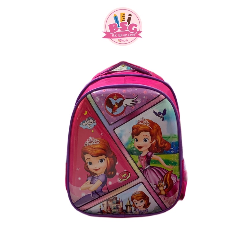 Tas Sekolah anak perempuan Paud TK import karakter Princess Shofia timbul