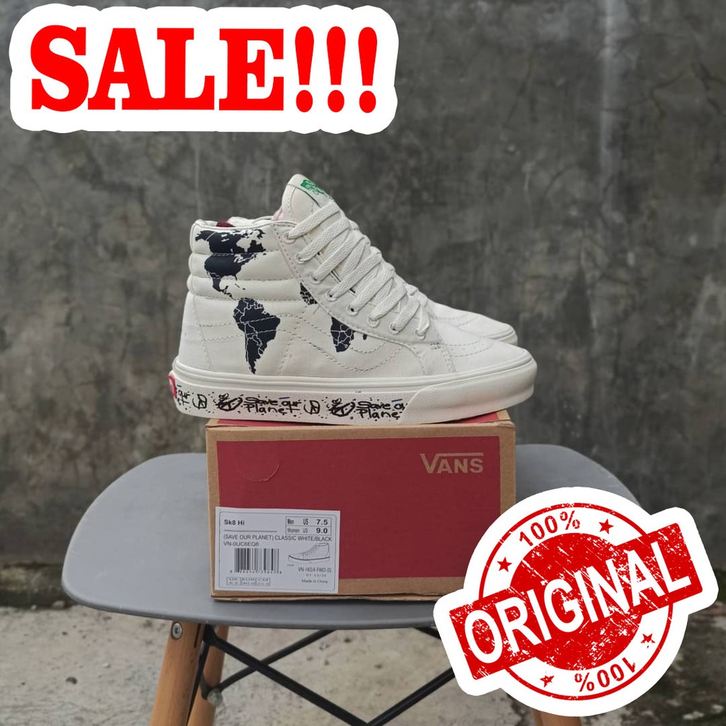 SEPATU VANS SK8 SAVE OUR PLANET CLASSIC WHITE ORIGINAL 40-44