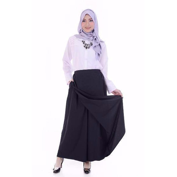 Model Rok Panjang Nibras NRC 03 Hitam Rok Celana Bawahan Wanita