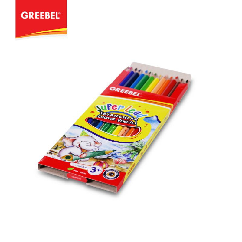 PENSIL WARNA / WARNA CERAH / BAHAN KUAT GREEBEL / GREEBEL 3712 (triangluar)