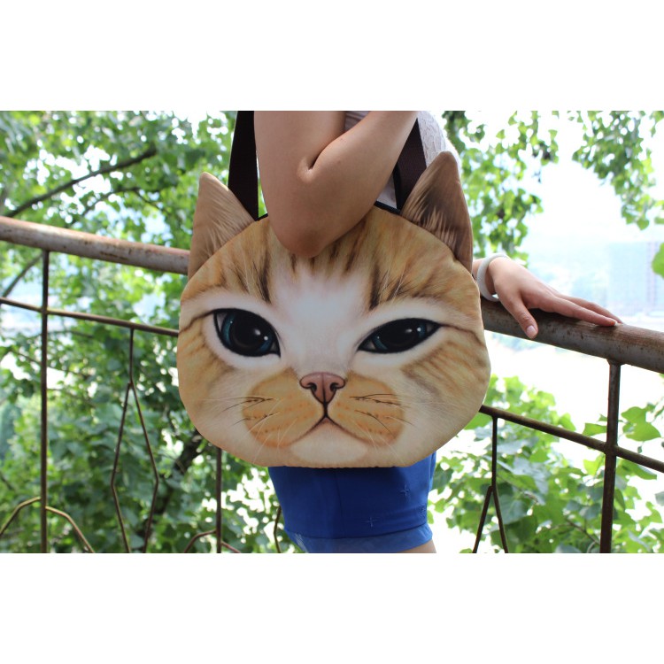 TFCS-10 blue cat shoulder bag tas bahu 3D print kucing besar jumbo