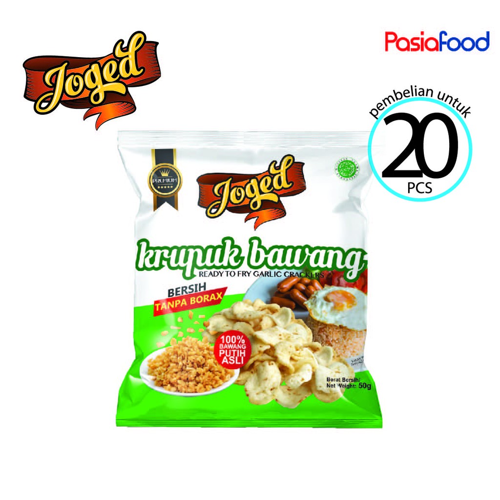 Pasiafood Krupuk Joged Kerupuk Bawang Asli Ukuran 50 Gram (20 Pack)