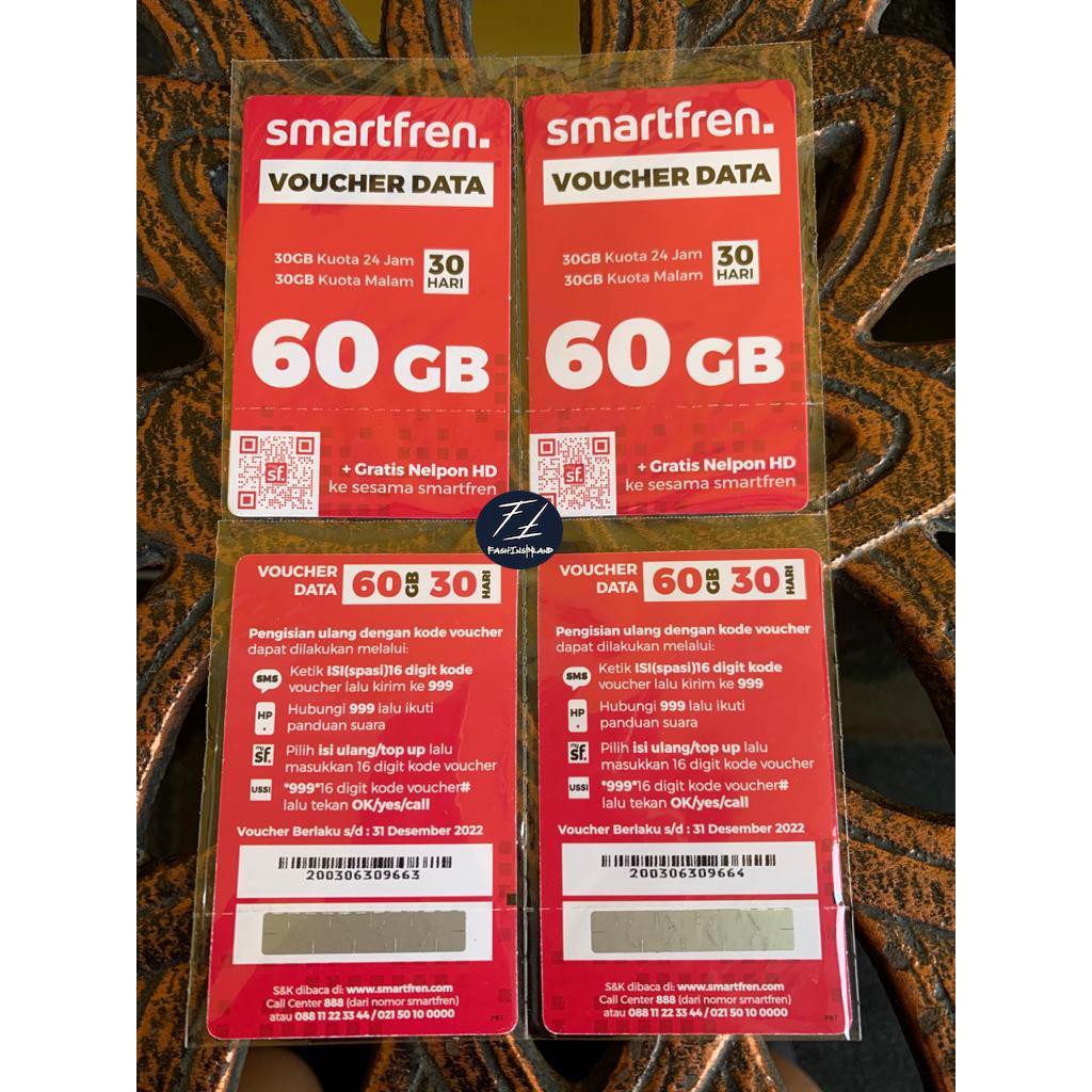 Voucher Fisik Internet Paket Data 4G Smartfren 60GB 60 GB ORI BARU SEGEL GARANSI UANG KEMBALI