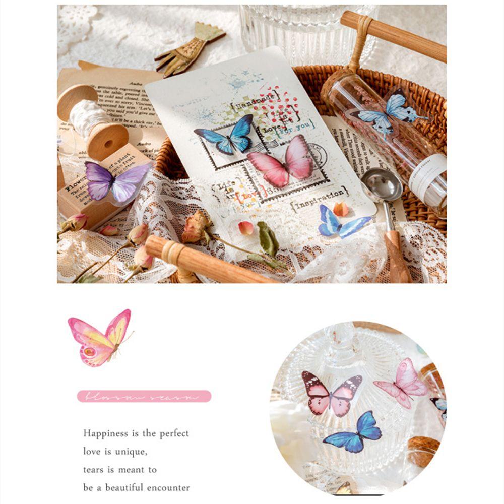 40pcs Stiker Motif Bunga Butterfly Tahan Air Untuk Scrapbook