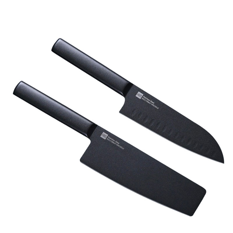 Huohou Pisau Dapur Kitchen Knife 2 PCS - HU0015 - Black